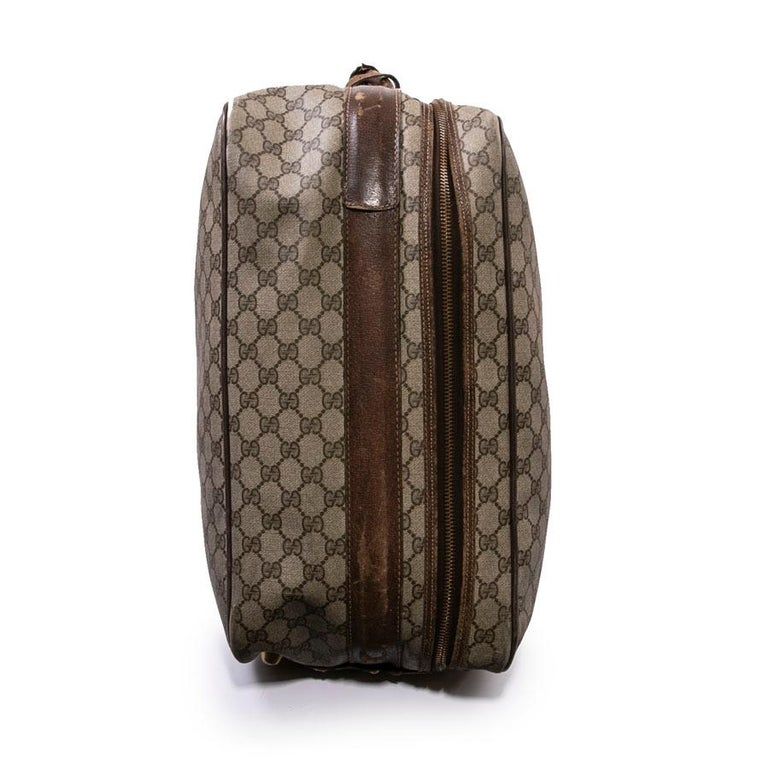 GUCCI Vintage Soft Suitcase in Brown Monogram Coated Canvas For Sale at