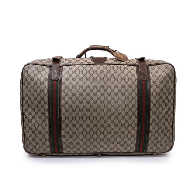 GUCCI Vintage Soft Suitcase in Brown Monogram Coated Canvas For Sale at