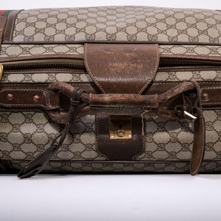 GUCCI Vintage Soft Suitcase in Brown Monogram Coated Canvas For Sale at