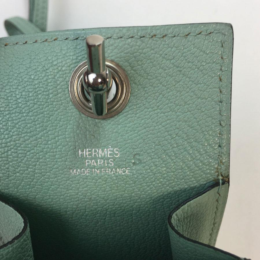 HERMES Mini Clutch in Blue Celadon Leather For Sale 1