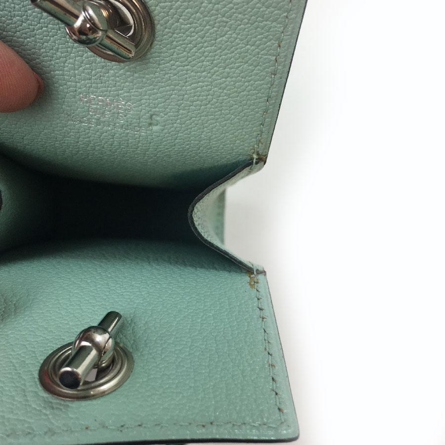 HERMES Mini Clutch in Blue Celadon Leather For Sale 2