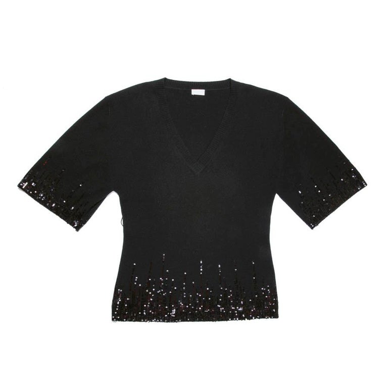 VALENTINO Pullover in Black Cashmere and Wool with Black Sequins size ...