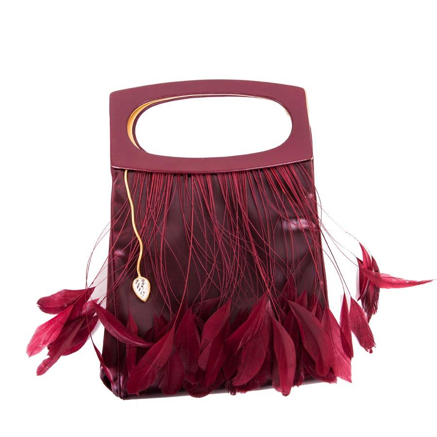 LALIQUE Evening Bag in Red Cardinal Satin Leather
