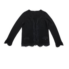 CHANEL Cardigan long en cachemire noir, taille 36FR