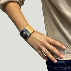 HERMES Kelly Dog Cuff Bracelet in Yellow Corn Alligator Skin