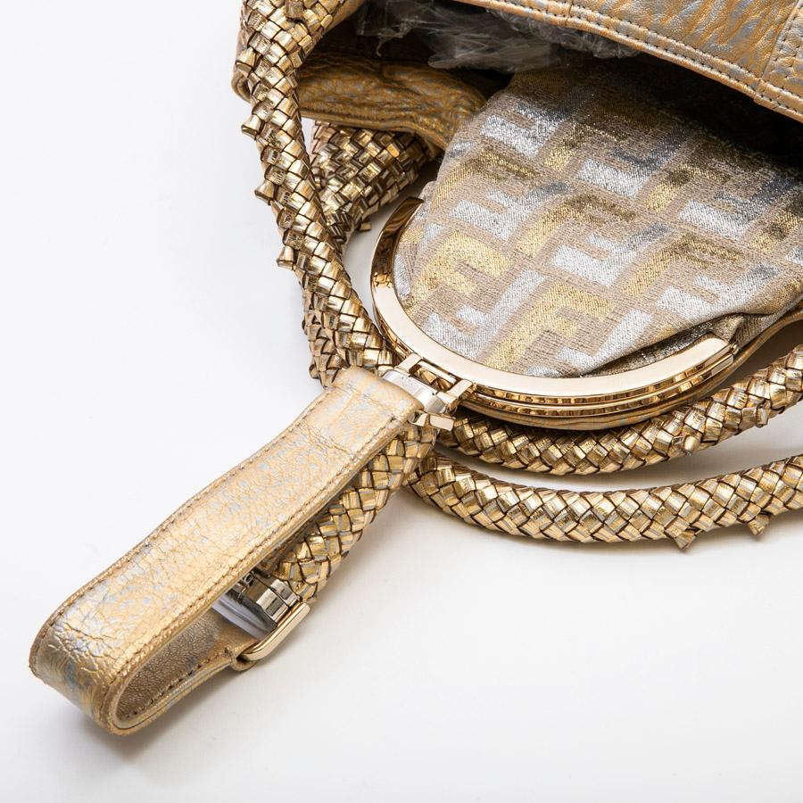 Women's FENDI Flap Bag, Spy Model, in Silver and Gold Leather