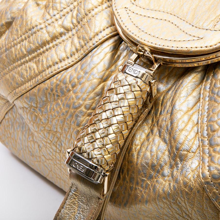 FENDI Flap Bag, Spy Model, in Silver and Gold Leather 3