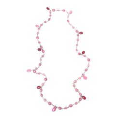 MARGUERITE DE VALOIS long necklace Waterfalls Model in pink Molten Glass