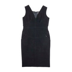 CHANEL Vintage Black Sleeveless Dress V Neck in Wool Size 34FR