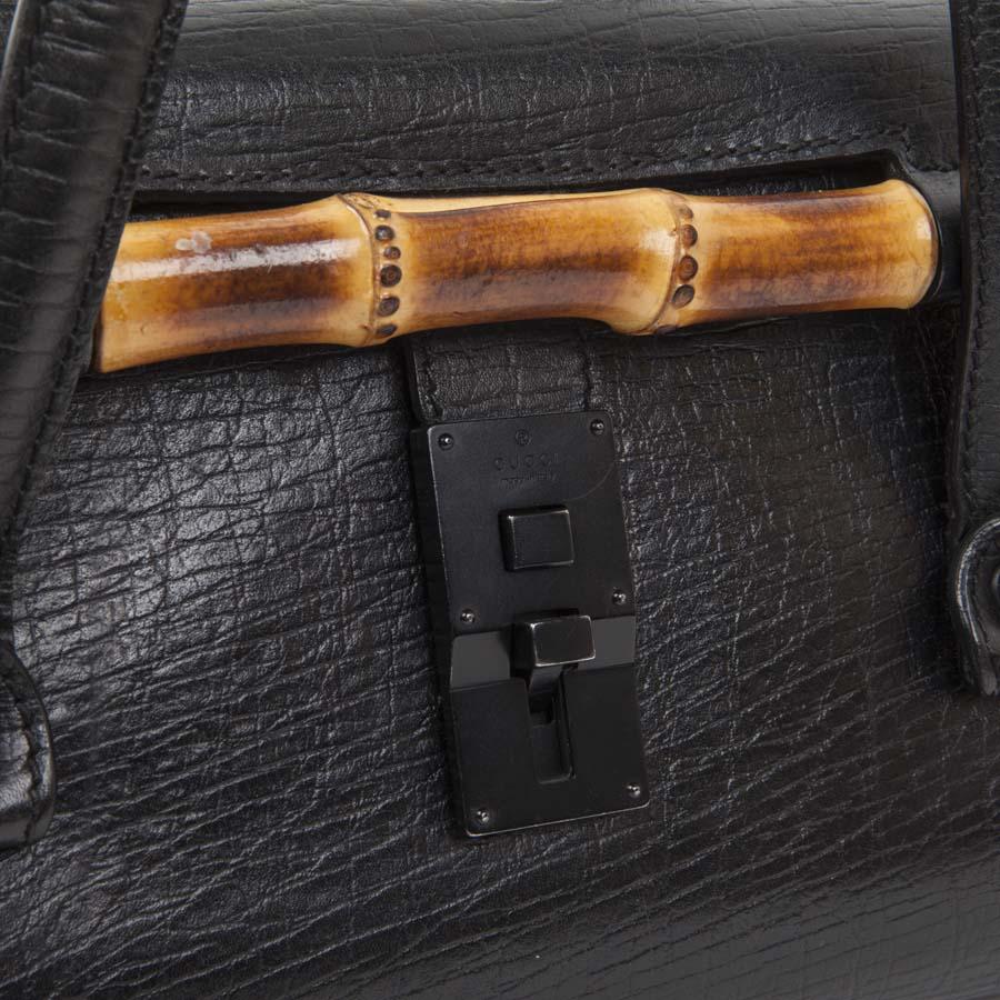 GUCCI Bag Bamboo Model in Black Grained Leather 4