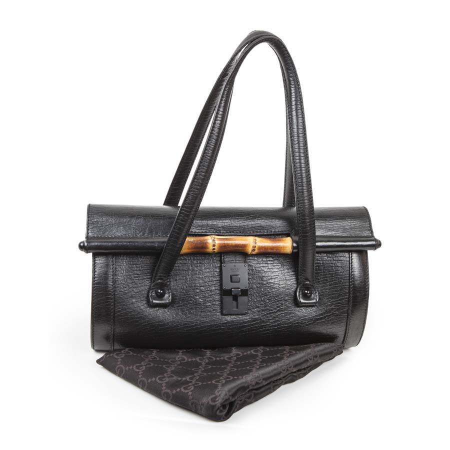 GUCCI Bag Bamboo Model in Black Grained Leather 7