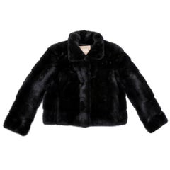 YVES SALOMON Midnight Blue Short Mink Jacket Size 42FR