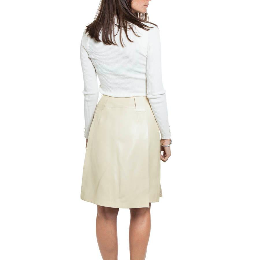 CHANEL Flare Skirt in Beige Leather Size 36FR 1