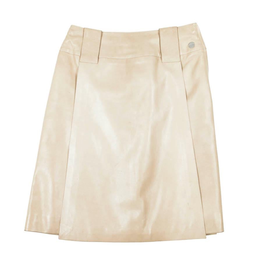 CHANEL Flare Skirt in Beige Leather Size 36FR