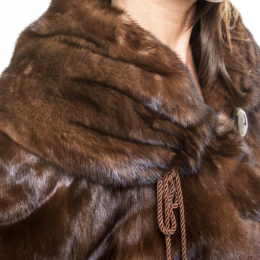 Women's REBECCA Long Coat in Brown Mink Size 40FR For Sale