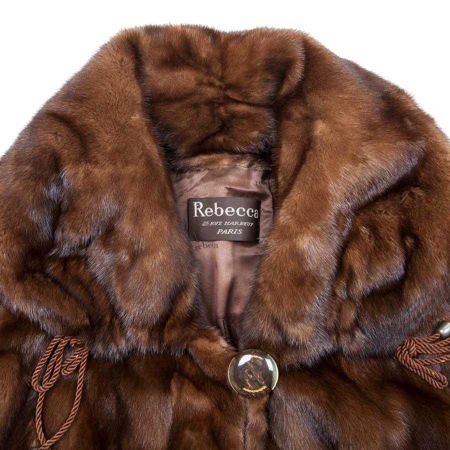 REBECCA Long Coat in Brown Mink Size 40FR For Sale 2