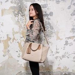 LOUIS VUITTON HAUMEA Tote Bag in Galet Color Smooth and Perforated Calf Leather