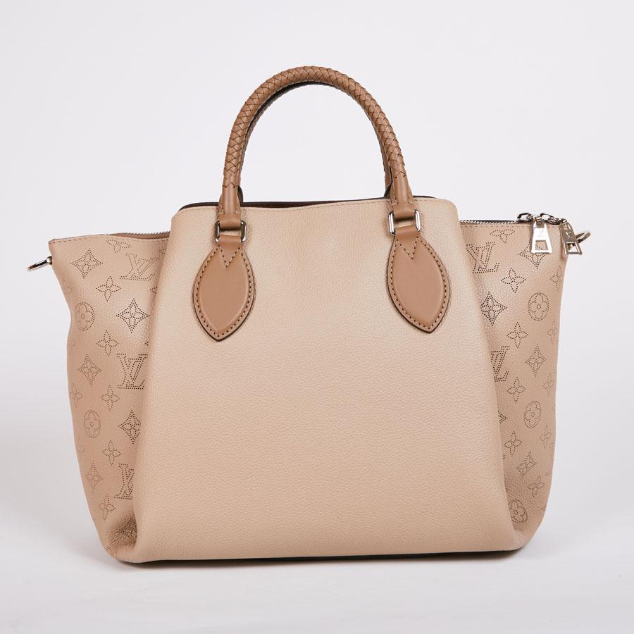 Beige LOUIS VUITTON HAUMEA Tote Bag in Galet Color Smooth and Perforated Calf Leather