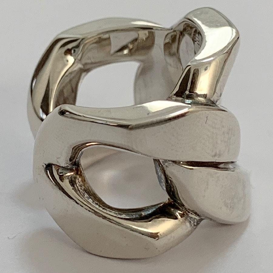 HERMES Band Ring 'Capture' Model in Silver Ag925 Size 52 In Good Condition In Paris, FR