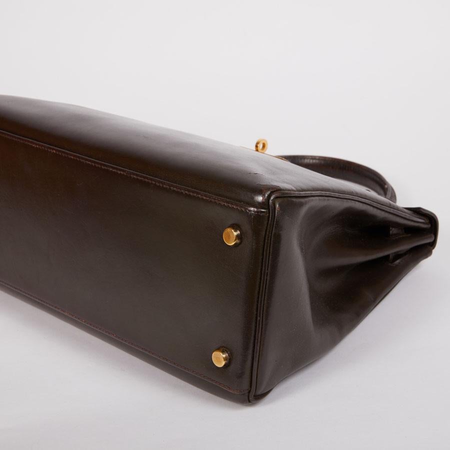 HERMES Vintage Kelly 32 Handbag in Brown Box Leather 2