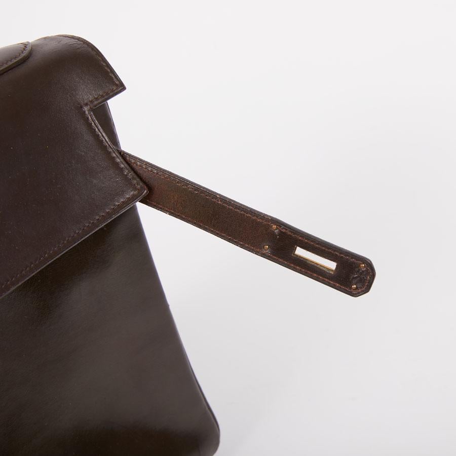 HERMES Vintage Kelly 32 Handbag in Brown Box Leather 8