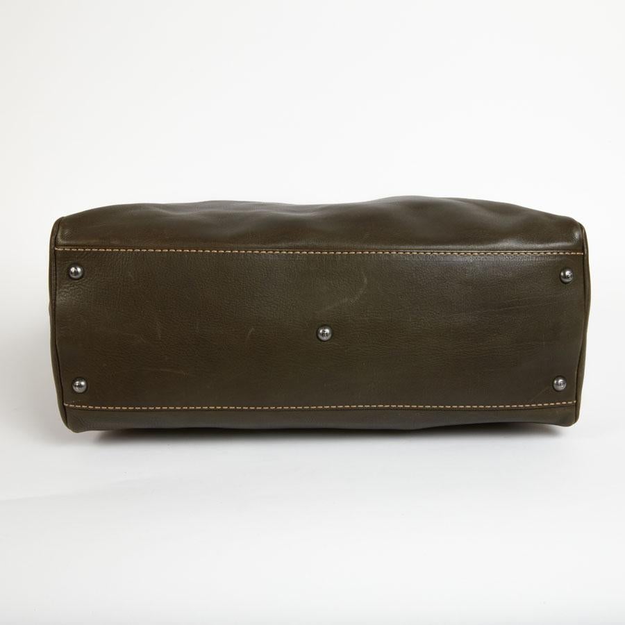 FENDI Tote Bag, Peekaboo Model, in Two-Tone khaki and iridescent brown Leather 1