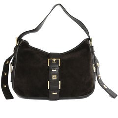 YVES SAINT LAURENT Shoulder Bag in Brown Velvet Calfskin