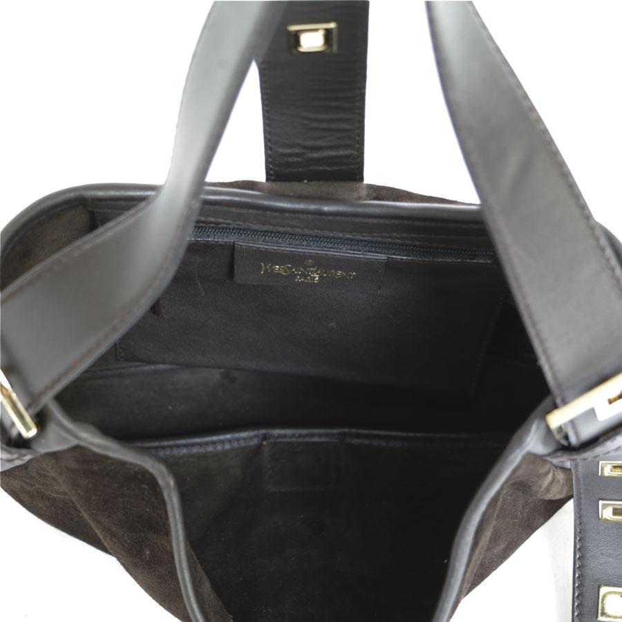 Black YVES SAINT LAURENT Shoulder Bag in Brown Velvet Calfskin