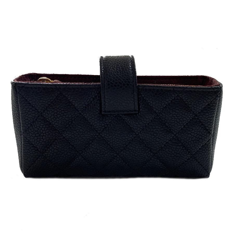 CHANEL Small Quilted Pouch in Black Caviar Leather In New Condition In Paris, FR
