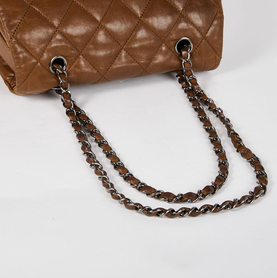 CHANEL Soft Quilted Brown Lambskin Leather Bag 2