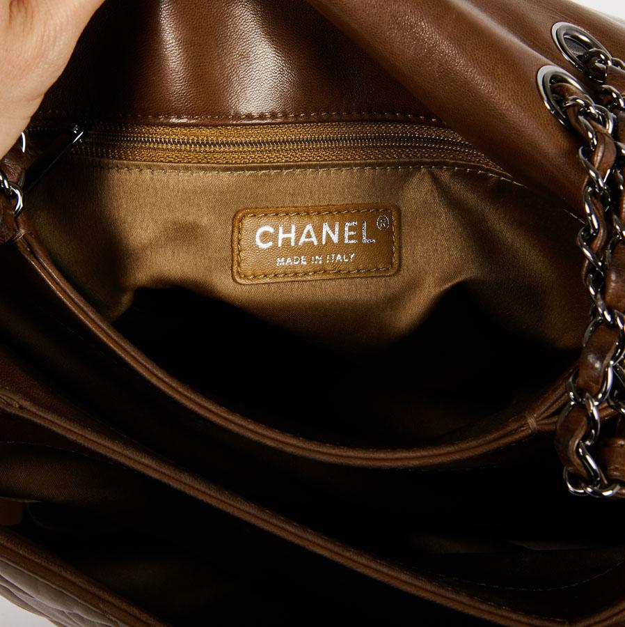 CHANEL Soft Quilted Brown Lambskin Leather Bag 7