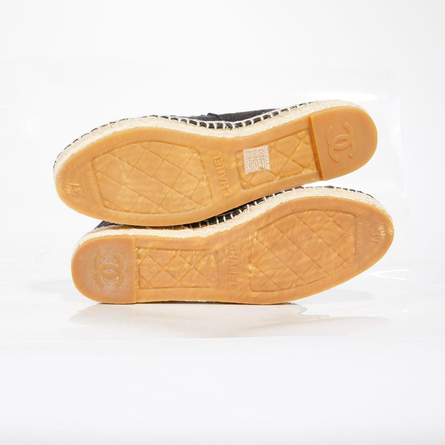 Women's CHANEL Espadrilles in Blue and Black Canvas Size 37FR