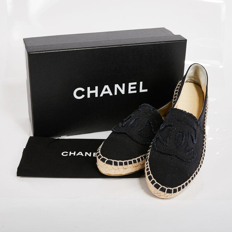 CHANEL Espadrilles in Blue and Black Canvas Size 37FR 1