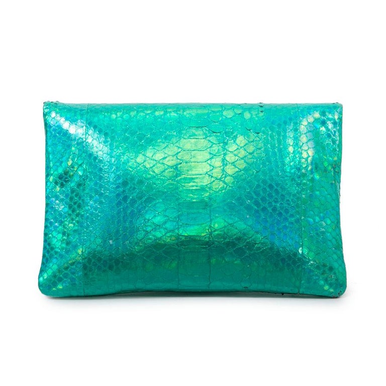 ZAGLIANI Clutch in green/Shiny Blue Python For Sale at 1stDibs