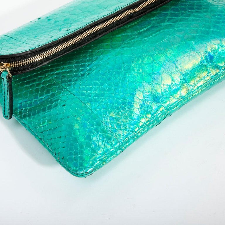 ZAGLIANI Clutch in green/Shiny Blue Python For Sale at 1stDibs