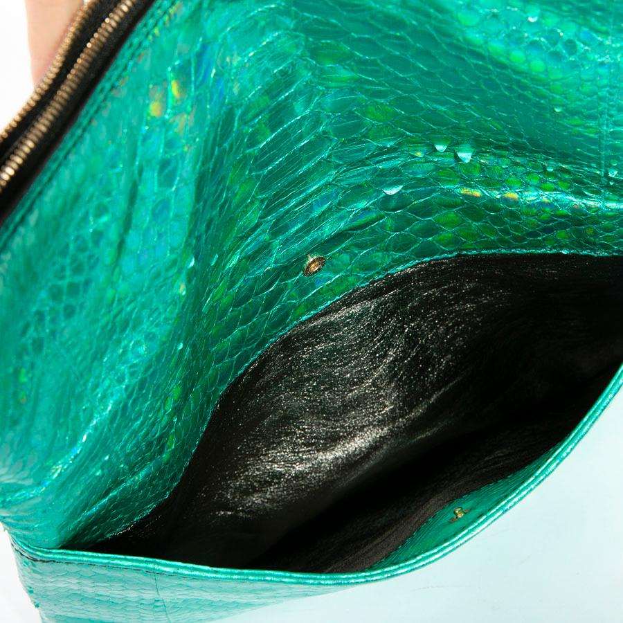 ZAGLIANI Clutch in green/Shiny Blue Python 8