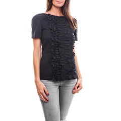 CHANEL Backless Blouse in Navy and Ink Color Cotton and Silk Size 38FR
