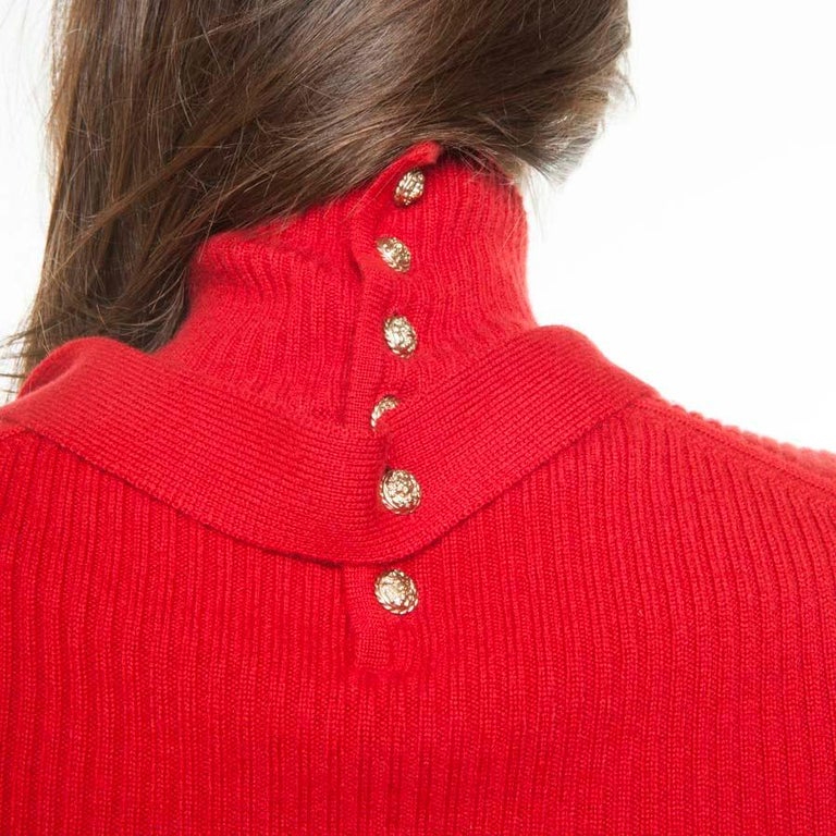 CHANEL Turtleneck Pullover in Red Cashmere Size 38FR For Sale at ...
