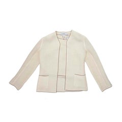 CHANEL Identification Ensemble Jacket and Top in Beige Wool Size 38FR