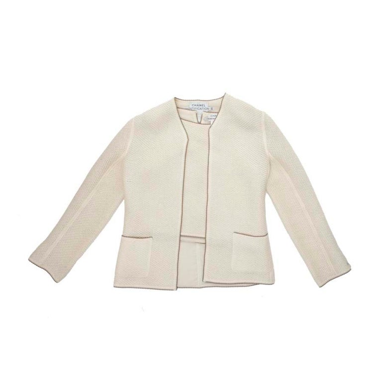 CHANEL Identification Ensemble Jacket and Top in Beige Wool Size 38FR ...