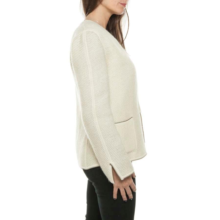 Women's CHANEL Identification Ensemble Jacket and Top in Beige Wool Size 38FR