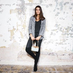 CHANEL Vintage Bag in Brown Wood and White Quilted Grained Leather