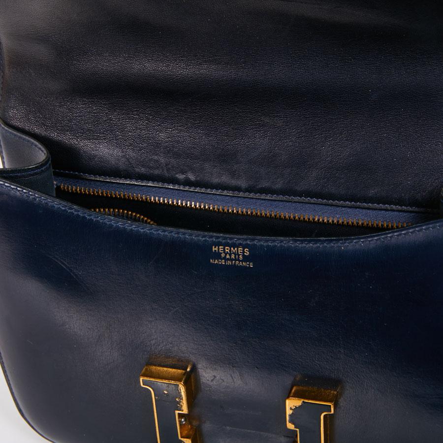 HERMES Vintage Constance Bag in Navy Blue Leather Box 2