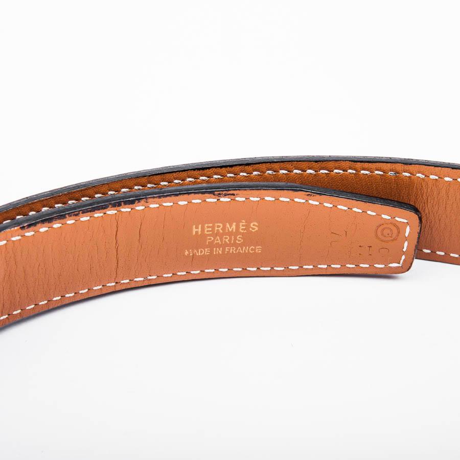 Beige HERMES H Reversible Belt in Black and Gold Leather Size 70FR