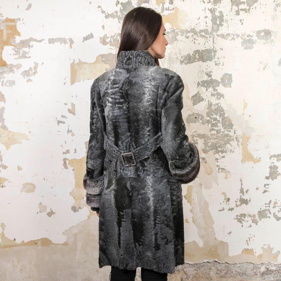 AGNES GERCAULT Coat in Gray Astrakhan and Chinchilla Size 40FR For Sale 1
