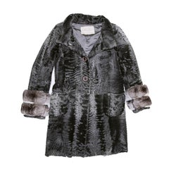 Used AGNES GERCAULT Coat in Gray Astrakhan and Chinchilla Size 40FR