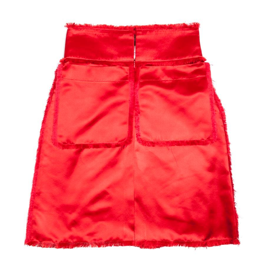 CHANEL Paris-Shanghai 2010 Skirt in Red Duchesse Satin Size 38FR