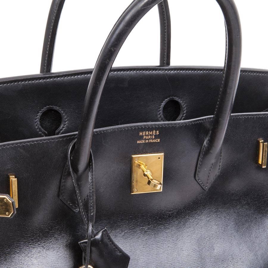 Hermès 40cm Birkin Black Box Leather  In Good Condition In Paris, FR