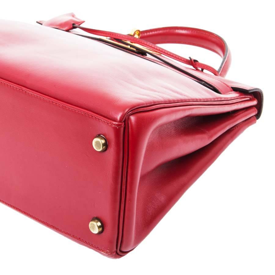 Hermes Kelly 28 Red Box Leather - 1984 In Excellent Condition In Paris, FR