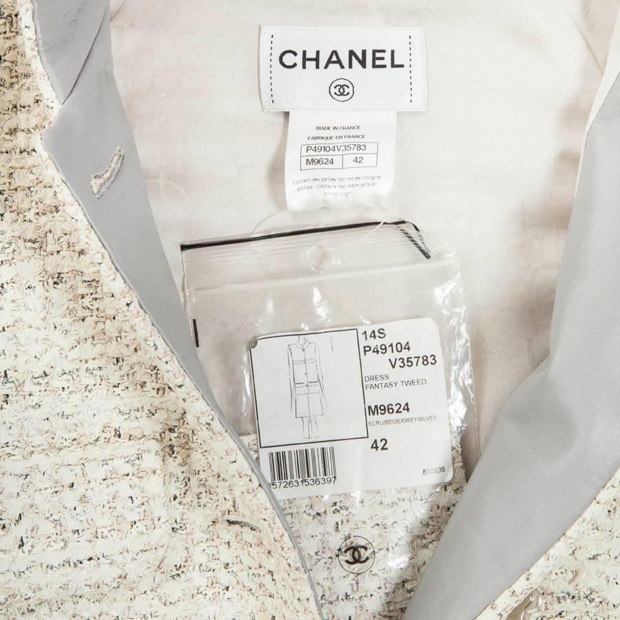  CHANEL Sleeveless Dress T 42FR in Cream Painted Tweed  3